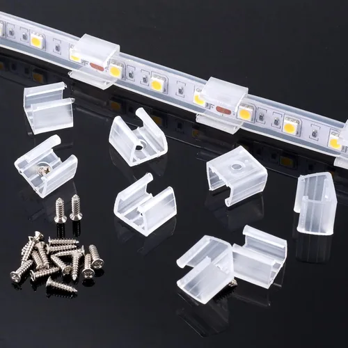 Vista 3 de Pndeyo Clips de tira de luz LED con tornillos, 100 piezas, clips de luz de cuerda para exteriores, clips de montaje de neón, soporte de abrazadera