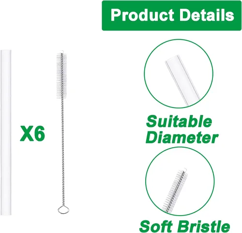 Vista 3 de Repuesto de popote compatible con vaso HydroJug Everyday de 14 onzas, 6 popotes con 1 cepillo