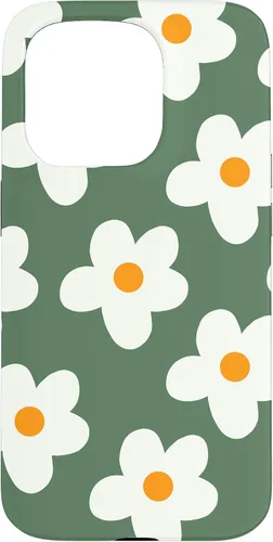 Vista 14 de Retro 60s flower vintage floral pattern sage green Groovy Case for iPhone 16