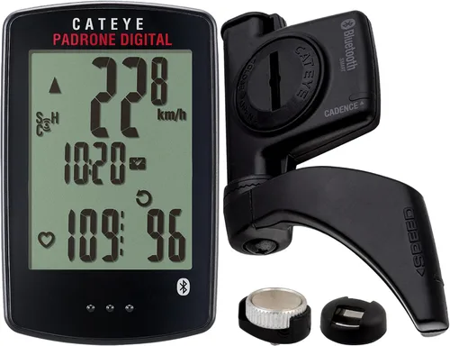 Vista 8 de CATEYE Padrone - Computadora digital Bluetooth para ciclismo, velocímetro inalámbrico IPX8, frecuencia cardíaca Bluetooth, compatible con velocidad