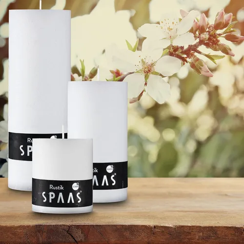 Vista 2 de SPAAS - Velas rústicas de pilar blanco, juego de 4 velas decorativas de 2.7 x 5 pulgadas, velas rústicas sin perfume de combustión limpia y sin