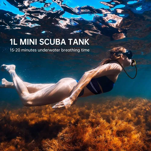 Vista 2 de DIDEEP Tanque de buceo, mini tanque de buceo de 1 litro, soporte de alrededor de 15-20 minutos de respiración subacuática portátil, tanque de pulmón