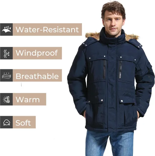 Vista 5 de Yozai Men's Winter Coat, Warm Jackets for Mens Water Resistant Ski Snow Jacket Mountain Windbreaker Hooded Parka, S-2XL