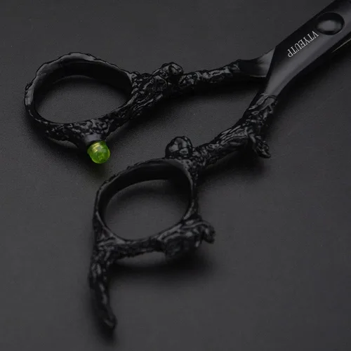 Vista 4 de Tijeras profesionales de corte de pelo de 6.0 pulgadas, mango de dragón negro 440C, tijeras de corte de peluquería, perfectas para peluquería y uso