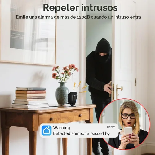 Vista 3 de CPVAN Alarma con sensor de movimiento WiFi, detector de movimiento PIR inteligente de 125 dB con alertas de aplicación de teléfono, sistema