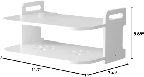 Vista 2 de Denpetec Estante flotante para componentes de TV, estante de caja de TV, reproductor de DVD grueso, estante para colgar en la pared, estante