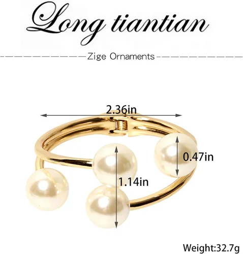 Vista 7 de Long tiantian Brazalete de perlas doradas para mujer, pulsera asimétrica para muñeca, simple y a la moda, regalo para niñas