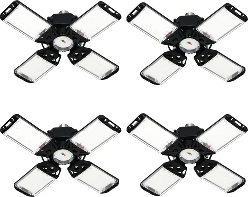 Vista 8 de Luz LED para garaje, 80 W, 8000 lúmenes, luces de techo con 3 paneles ajustables, lámpara LED de 6500 K, luz blanca de día, luces LED para garaje