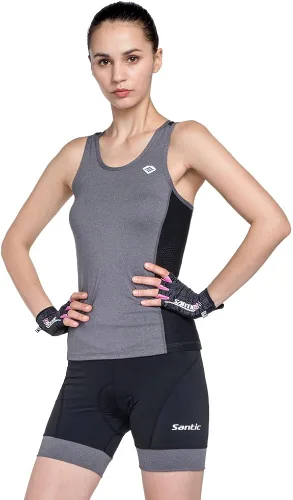 Vista 7 de Santic - Pantalones cortos de ciclismo para mujer con acolchado de gel 4D
