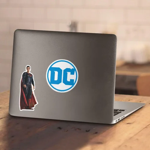 Vista 5 de Popfunk Camiseta y pegatinas clásicas con el logotipo de Superman de la Liga de la Justicia