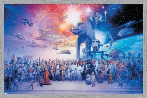 Vista 18 de Trends International Star Wars: Saga - Póster de pared de galaxia, 14.72 x 22.37 pulgadas, versión enmarcada de madera de granero
