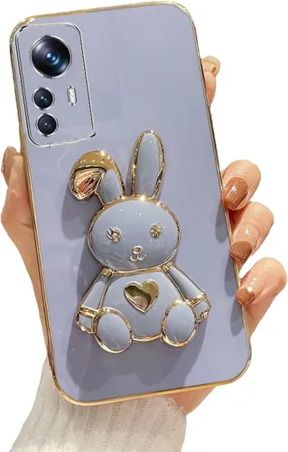 Vista 65 de Funda con soporte de conejo de corazón para Xiaomi Redmi A1, galvanizado suave TPU protector delgado a prueba de golpes con lindo conejito soporte