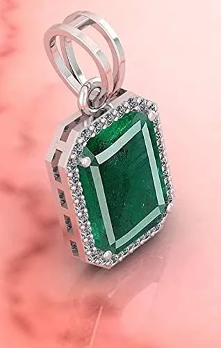 Vista 3 de LMDPRAJAPATIS Colgante de plata de ley 925 con diseño de esmeralda colombiana de 7,50 quilates