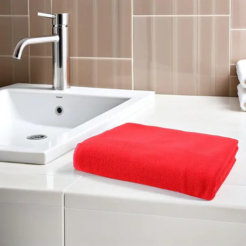 Vista 5 de Toalla de baño de secado rápido, extra grande, toalla ligera para spa, playa, natación, camping, color rojo
