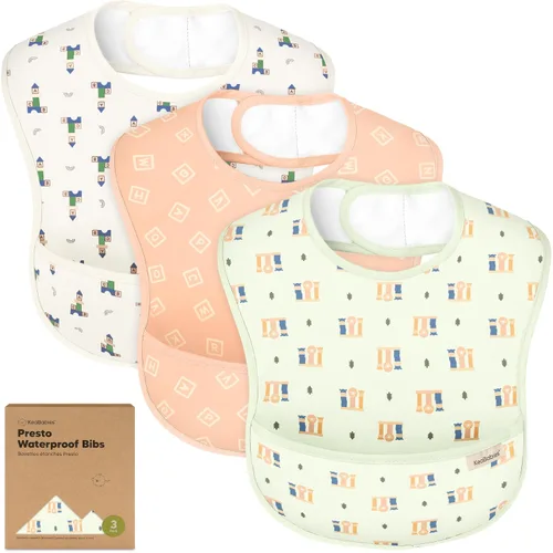 Vista 23 de KeaBabies - Paquete de 3 baberos impermeables para comer, ligeros, básicos
