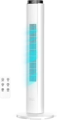 Vista 9 de ZAFRO Ventilador de torre para dormitorio, ventilador oscilante de 90° con 4 modos, 3 velocidades, velocidad de 25 pies/s, temporizador de 12 horas