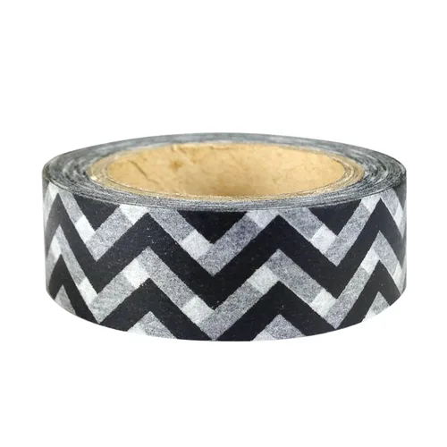 Vista 23 de Wrapables Cinta adhesiva japonesa a rayas Washi - Rayas cortas negras y multicolor