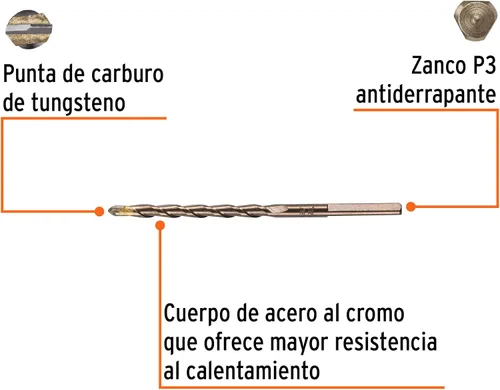 Vista 2 de TRUPER BCT-3/16X4-B Brocas para mampostería, en ampolla. Vástago de 3/16" 3/16" 4" (102mm)