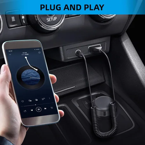 Vista 8 de ZIOCOM Adaptador auxiliar Bluetooth para automóvil, receptor USB Bluetooth 5.2, adaptador Bluetooth de 0.138 in con micrófono para transmisión