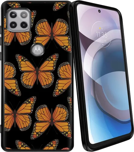 Vista 6 de CasesOnDeck - Funda negra para Motorola Moto One 5G Ace (2021) / Moto One 5G Ace TPU - Carcasa de TPU Gel Flex TPU, serie floral tropical, funda