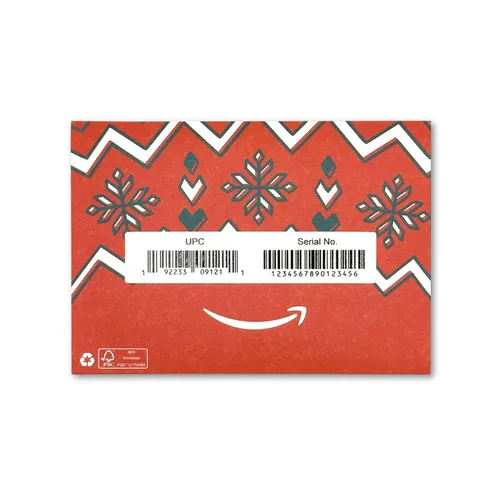 Vista 4 de Amazon Physical Gift Card Mini Envelope, Christmas Mini sobre rojo y dorado