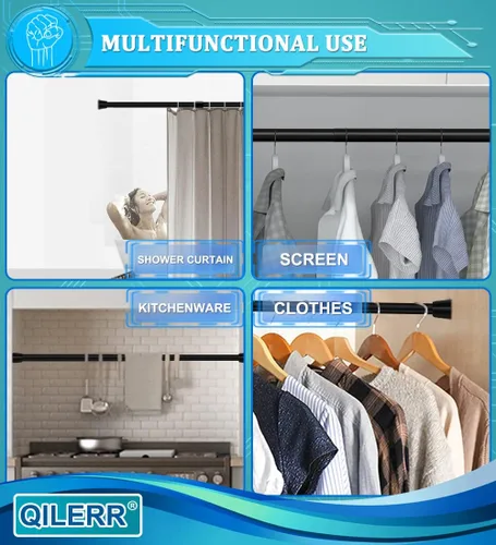 Vista 6 de Barras de tensión pequeñas de 16 a 28 pulgadas, barra de cortina corta ajustable, barras de tensión de resorte resistentes para ventanas, cortinas