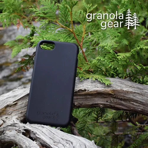 Vista 4 de Eco by GranolaGear - Funda ecológica para iPhone 6/6s/7/8/SE - Biodegradable, compostable, sin plástico, hecha de plantas - Piedra negra