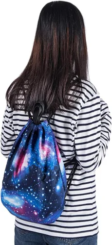 Vista 6 de VanFn Bolsas con cordón, gimnasio de diseño creativo, mochila unisex, mochila casual, bolsa de equipo deportivo bolsas de viaje, Galaxia, Mochilas