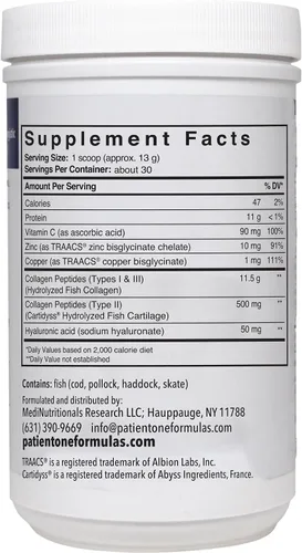 Vista 8 de Patient One Colágeno marino Suplemento en polvo para proporcionar apoyo de todo el cuerpo* con colágeno tipos 1, 2 y 3, más coactores
