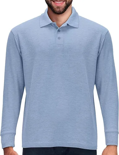Vista 12 de Camisa estilo Polo de manga larga Premium Wear para hombre, camisa de golf de mezcla de algodón con cuello, solapa de 3 botones, resistente a