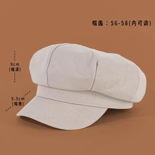 Vista 2 de YUTR Cappello ottagonale con Punta ottagonale da Uomo Autunno Inverno Caldo berretto Zucca Tinta Unita alla Moda