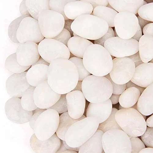 Vista 7 de Guijarros decorativos de 18 libras, piedras blancas, río y roca, grava decorativa pulida natural blanca, guijarros blancos, piedras ornamentales