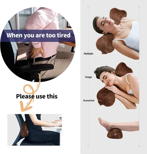 Vista 7 de Almohada para la cabeza para silla reclinable, para sofá, almohada para el cuello reclinable, almohada para el cuello de sofá (marrón)