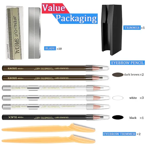 Vista 2 de Juego de lápices de cejas impermeables para marcar, rellenar y contornar, maquillaje de tatuaje y suministros de microblading, delineadores