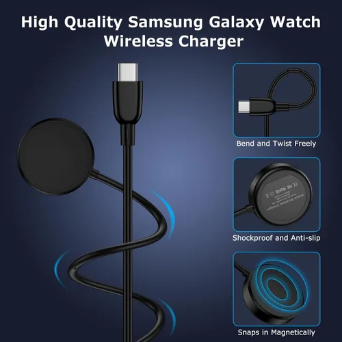 Vista 6 de Cargador de reloj USB C Samsung de carga rápida para Samsung Galaxy Watch 8/8 Classic/7/6 Classic/6/5 Pro/5/4/4 Classic/3/Active 2/Active 1