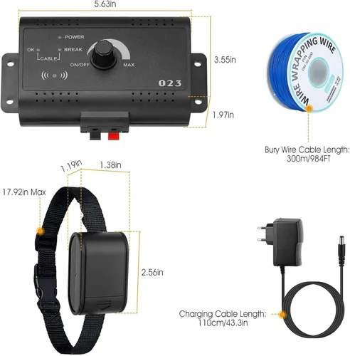 Vista 8 de Valla electrónica para perros, collar de choque de entrenamiento remoto para perros y sistema de valla de contención de límites para perros