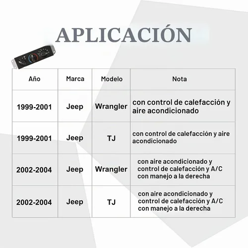 Vista 2 de MOSTPLUS Panel de control del calentador de CA compatible con Jeep Wrangler TJ 1999-2004 Módulo de control de clima 55037473AB