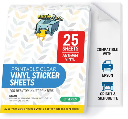 Vista 9 de Glossy Printable Vinyl Sticker Paper 25s Non-Epson Compatible 8.5"x11" Blanco