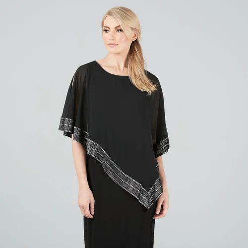 Vista 3 de S.L. Fashions Women's Long Capelet Mother of The Bride Dress with Metallic Trim (Petite and Regular Sizes)