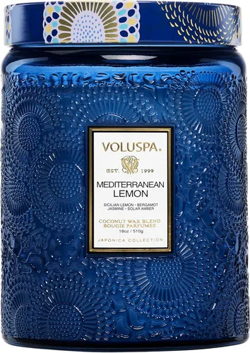 Vista 16 de Vela en frasco de vidrio grande de enebro francés y lavanda, 100 horas, 16 oz, Voluspa Coconut Wax Blend in Decorative Glass, Clean Even Burn, USA