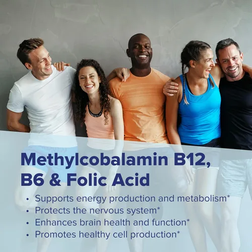 Vista 6 de Superior Source No Shot Vitamina B12 Metilcobalamina (1000 mcg), B6, ácido fólico, tabletas microlingües de disolución rápida, 60 unidades, aumenta