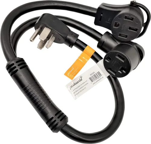 Vista 4 de Parkworld 60325 Divisor de secadora a EV, NEMA 14-30 enchufe macho a 14-30 y receptáculo hembra RV/EV 14-50, cable adaptador Y de 4 clavijas de 30