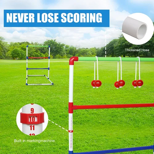 Vista 5 de WIn SPORTS Juego de lanzamiento de escalera para exteriores, juego de lanzamiento de pelota para interiores con 6 bolos pesados, funda de transporte