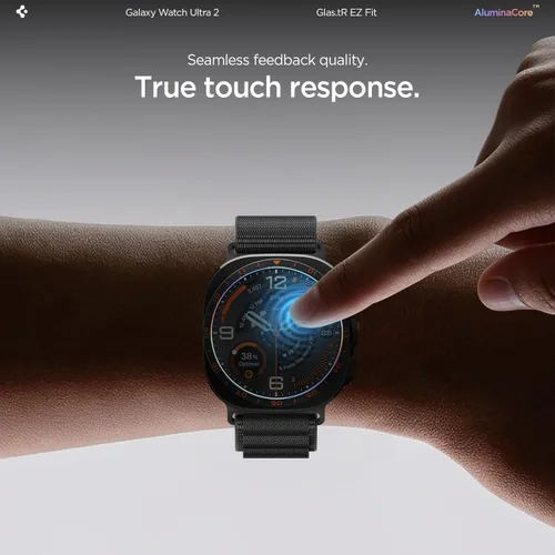 Vista 6 de Spigen GlasTR EZ FIT Screen Protector for Galaxy Watch Ultra 2 AluminaCore aluminum-enhanced 10H+ tempered glass, Auto-align tray, 100% clarity