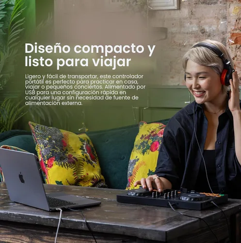 Vista 5 de Pioneer DJ AlphaTheta DDJ-FLX2 Paquete de controlador DJ compacto de 2 canales con estuche, cable para instrumentos y paño de pulido Austin Bazaar