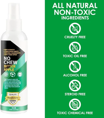 Vista 3 de Spray de manzana amarga para perros para dejar de masticar, 5.9 fl oz, espray antimasticable para perros, spray disuasorio natural para perros