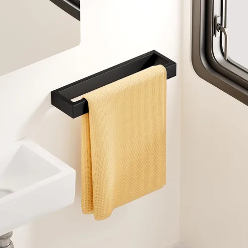 Vista 3 de KES Toallero negro para toalla de baño, toallero de mano de 10 pulgadas, accesorios de baño modernos, montaje en pared, acero inoxidable SUS304