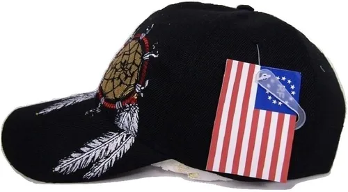 Vista 5 de AES Native Pride American Dream Catcher Wolf Shadow - Gorro bordado indio, Negro