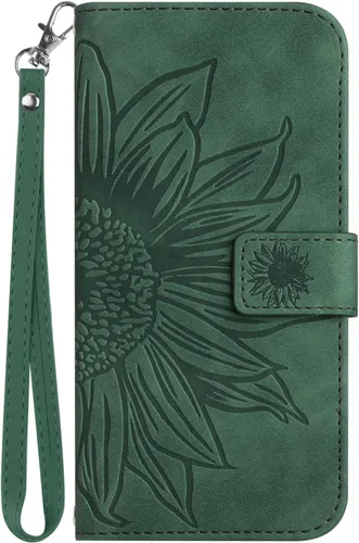 Vista 9 de XYX Wallet Case Compatible with Honor X7, Emboss Half Flower Floral PU Leather Flip Protective Case with Wrist Strap Kickstand for Honor X7, Deep