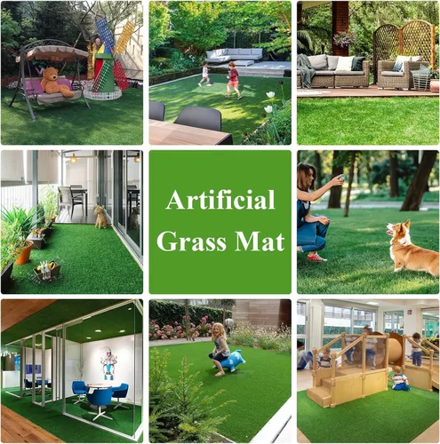 Vista 7 de Alfombra de césped artificial de 0.8 pulgadas, para interior y exterior, para jardín, césped sintético, para césped, alfombra de césped artificial